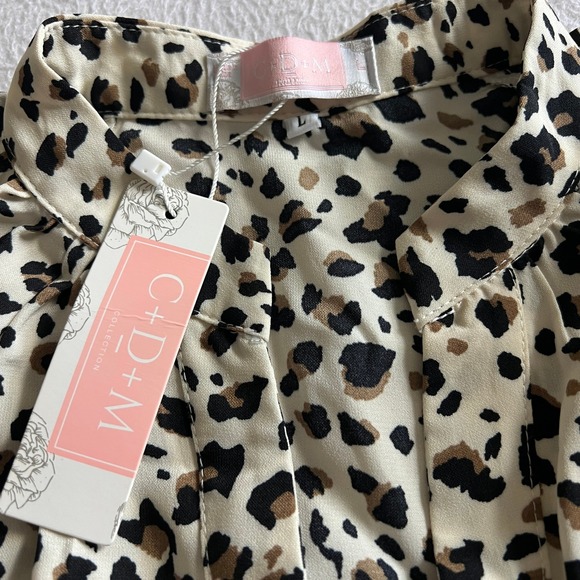 C+D+M Collection Midi Dress L Animal Print Tiered Casual Boho Chic Lightweight - Picture 4 of 9